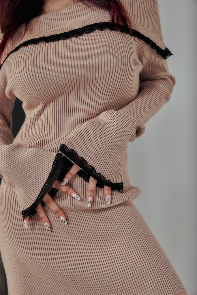 Midori x BisouBisou Velvet Love Off Shoulder Knit Dress