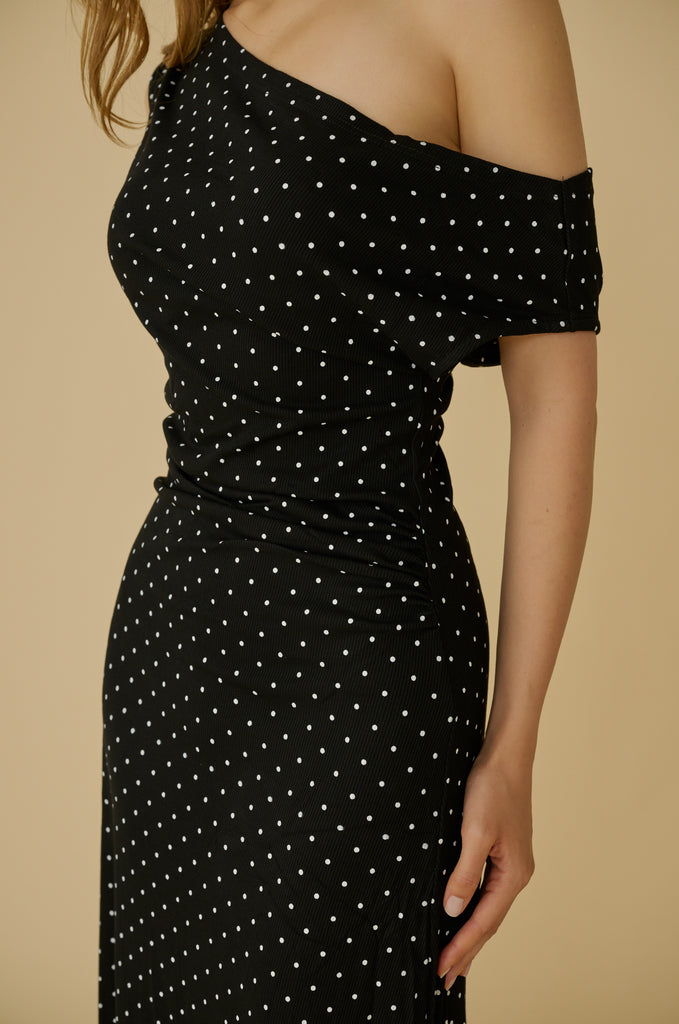Moonlight polka midi dress