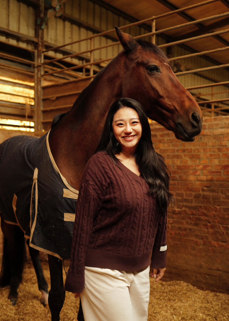 Hearth Cable knit Top in Brown