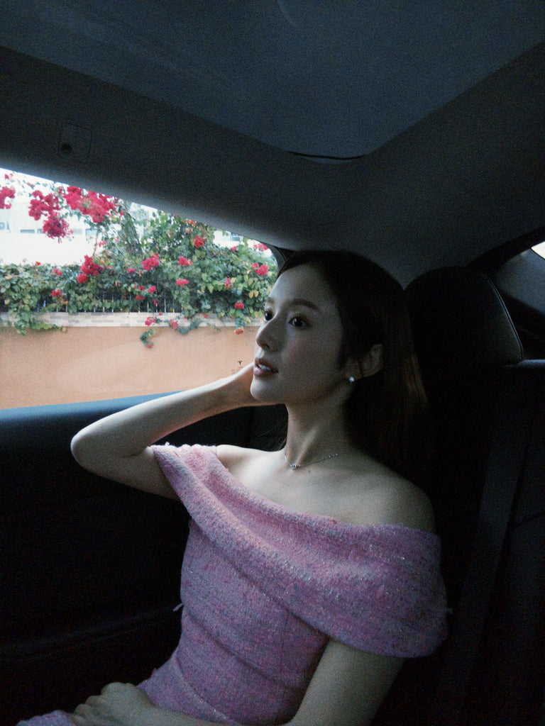 Must have fun off shoulder tweed dress