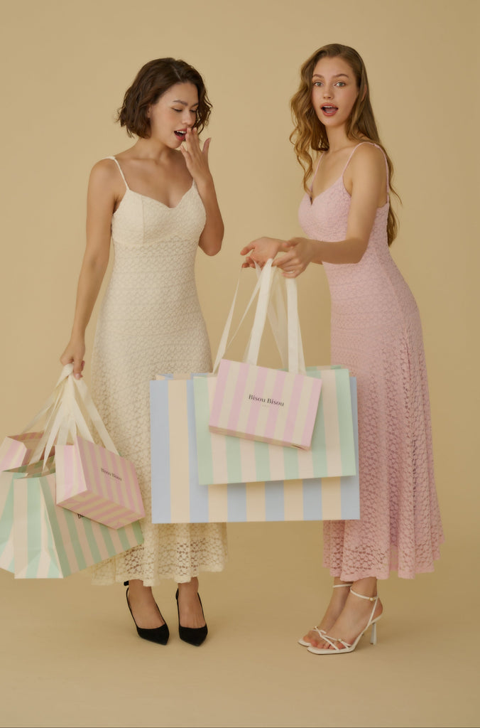Special made floral elastic lace maxi dress in pink