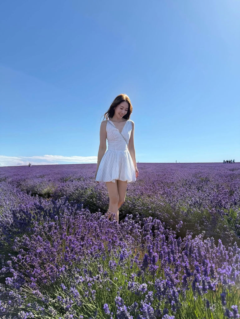 Grab a Drink with Me bubble dress in stripes/black