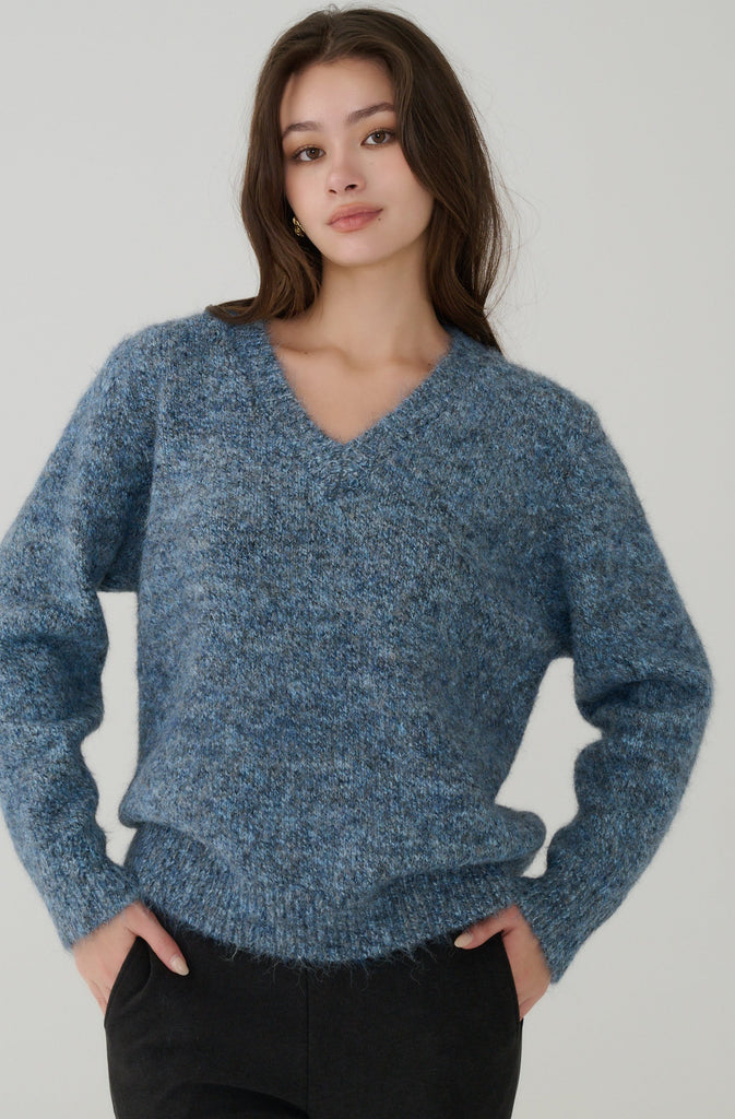 Snowy Knit wool blend Sweater in Blue