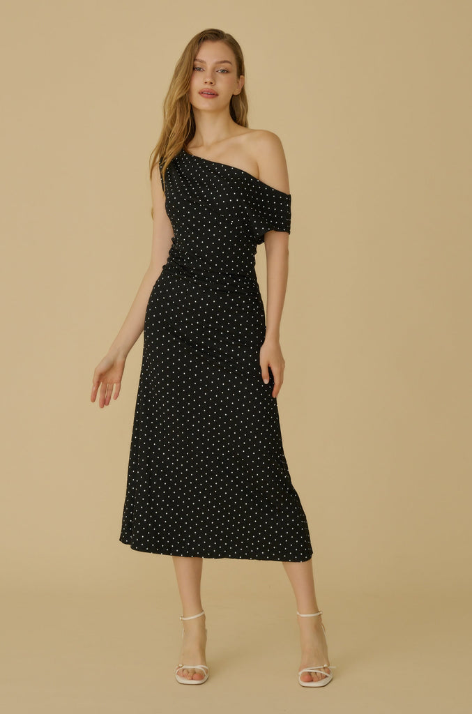 Moonlight polka midi dress