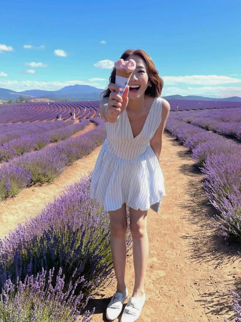 Grab a Drink with Me bubble dress in stripes/black