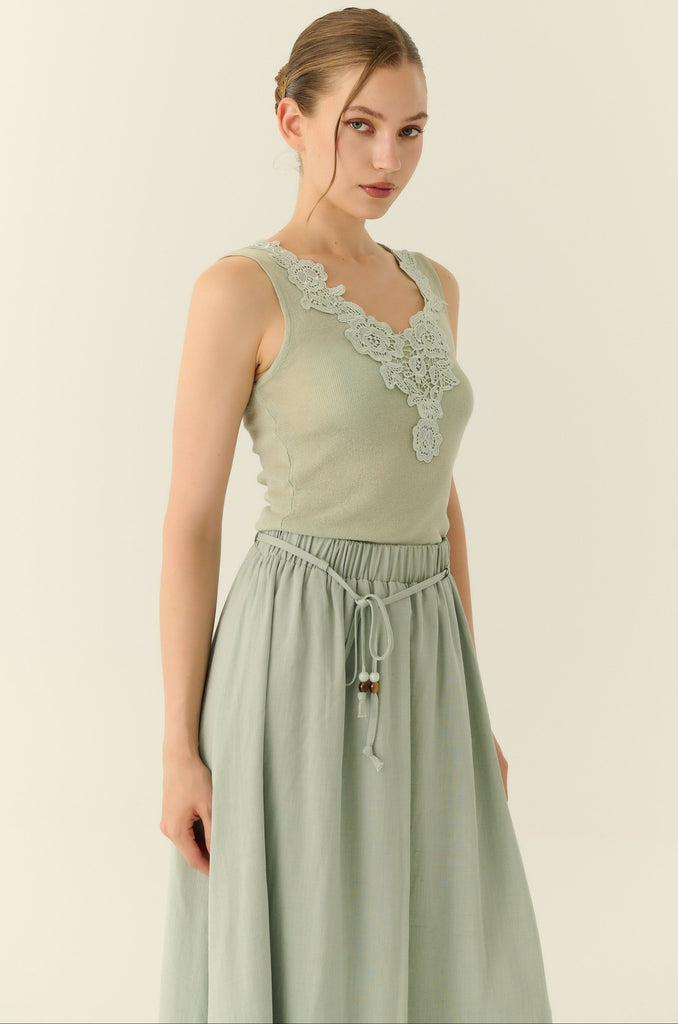 Éliane lace trimmed knit set
