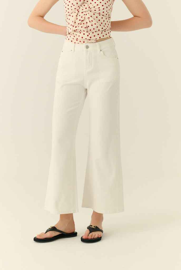 California sunset flare elastic jeans in white
