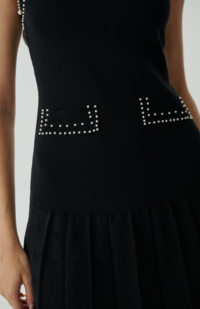 Hand beaded embroidery knit midi dress