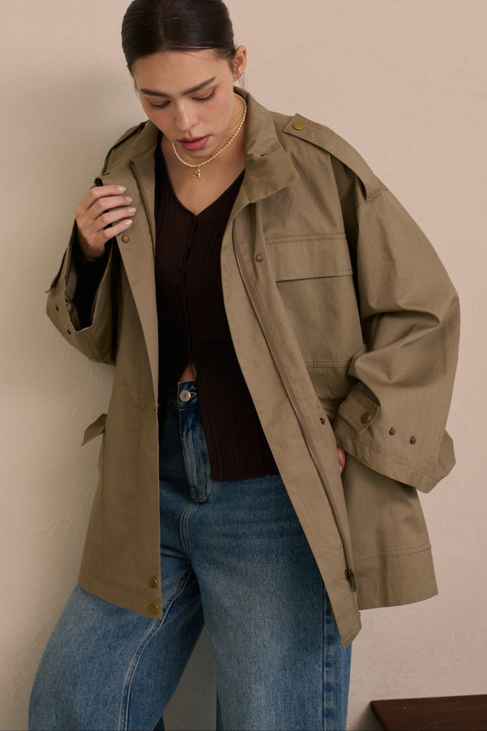 Scout layer trench coat in green