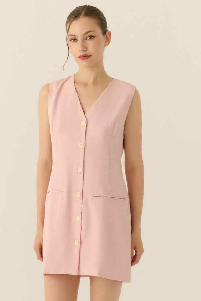 The parisian button down shift dress in pink