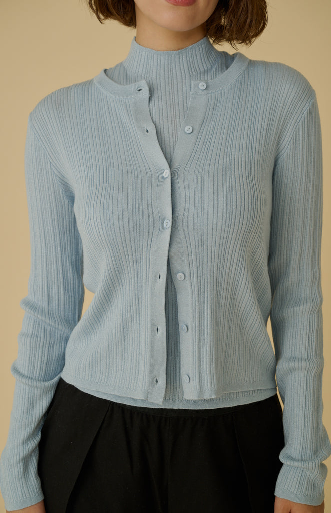 Secret shimmer cardigan in sky blue