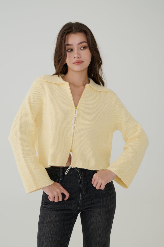 Darcy zipper cardigan in Yellow