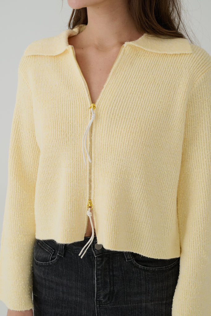 Darcy zipper cardigan in Yellow