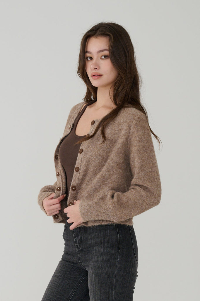 6% Wool Blend Two Ways Button Down Cardigan