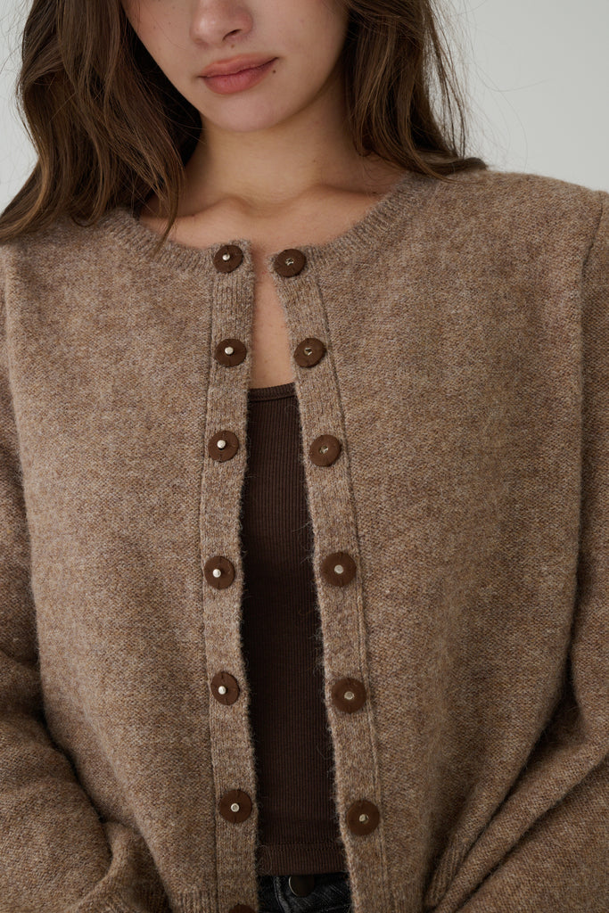 6% Wool Blend Two Ways Button Down Cardigan