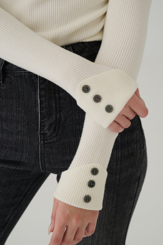 Pure Ease Knit Top in White/Grey/Navy