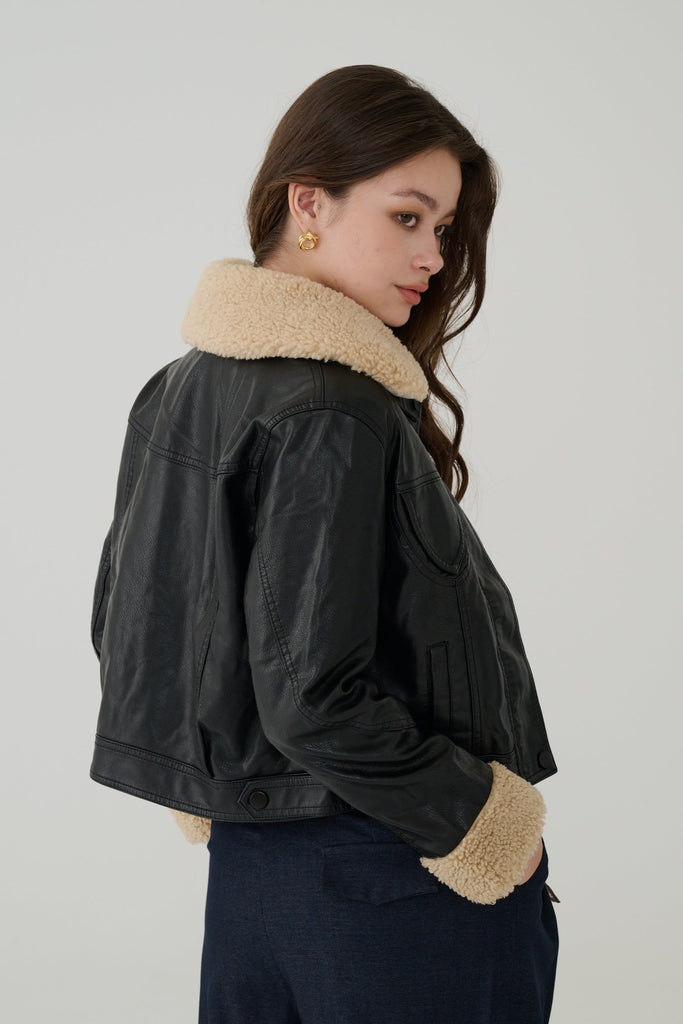 Top gun shearling faux leather jacket
