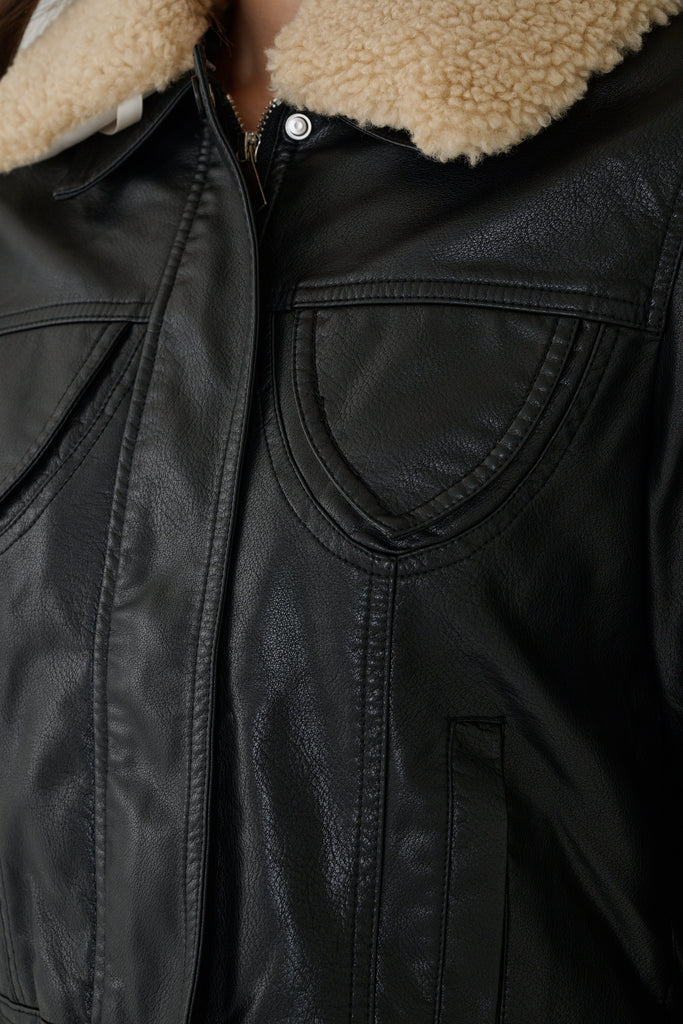 Top gun shearling faux leather jacket