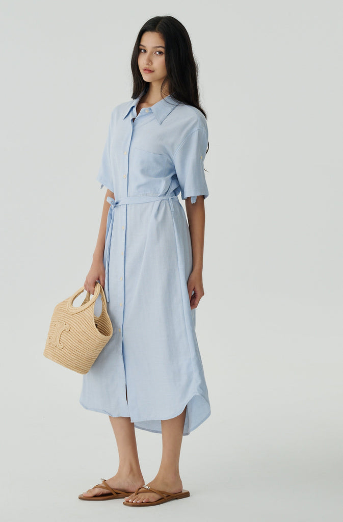 Ravello polo midi dress in Sky blue