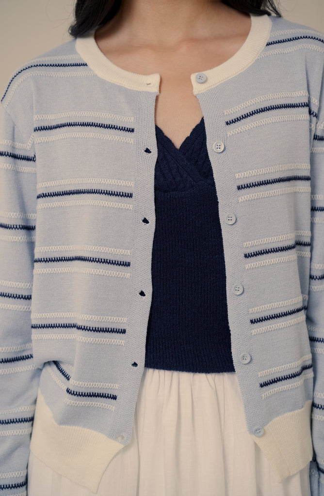 Blue hear stripes cardigan