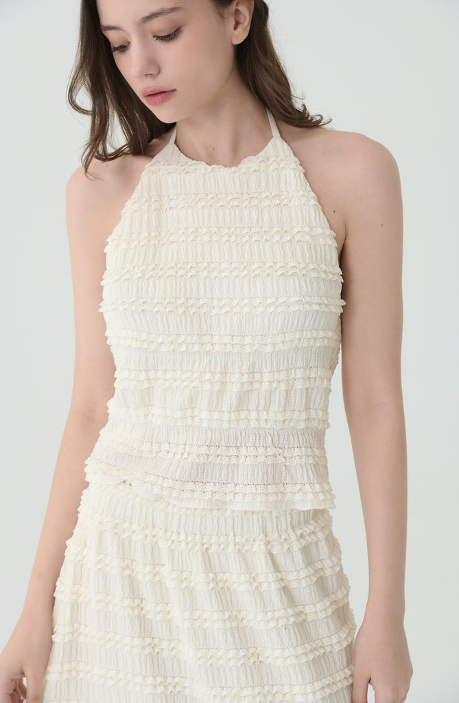 Stilllight textured gown set in beige