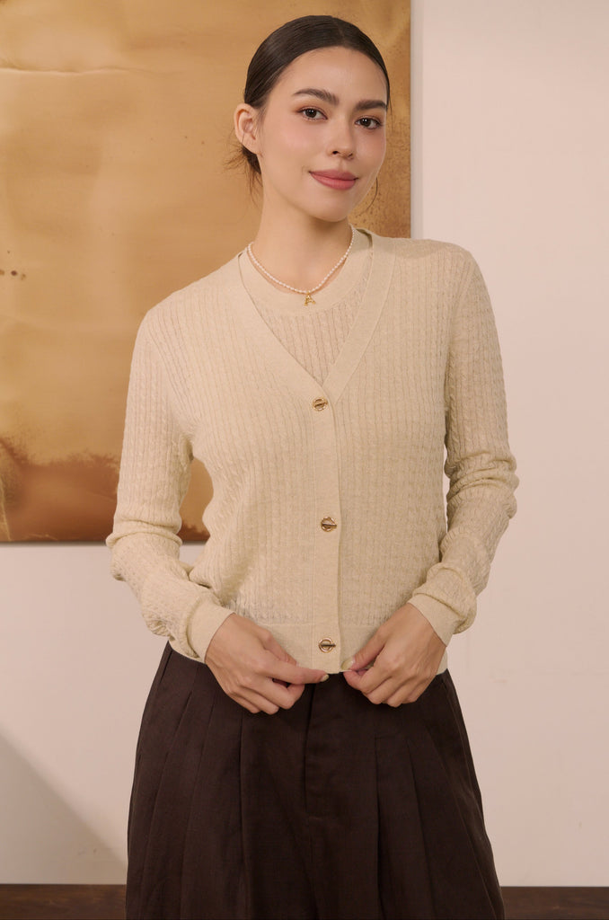 Afterglow bling knit cardigan in beige