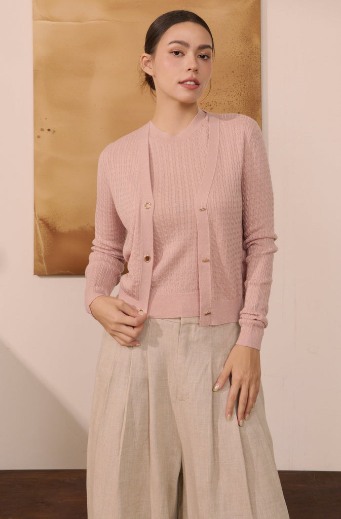 Afterglow bling knit cardigan in pink