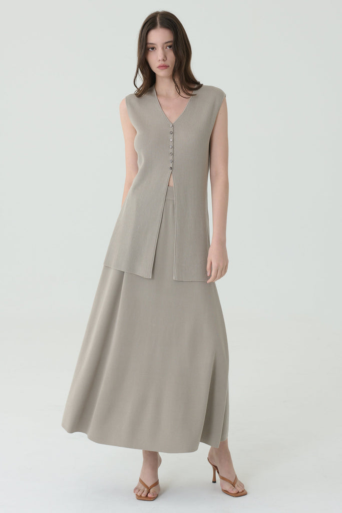 Minimal slit skirt grey