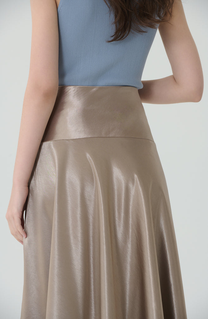Champagne satin skirt in light gold