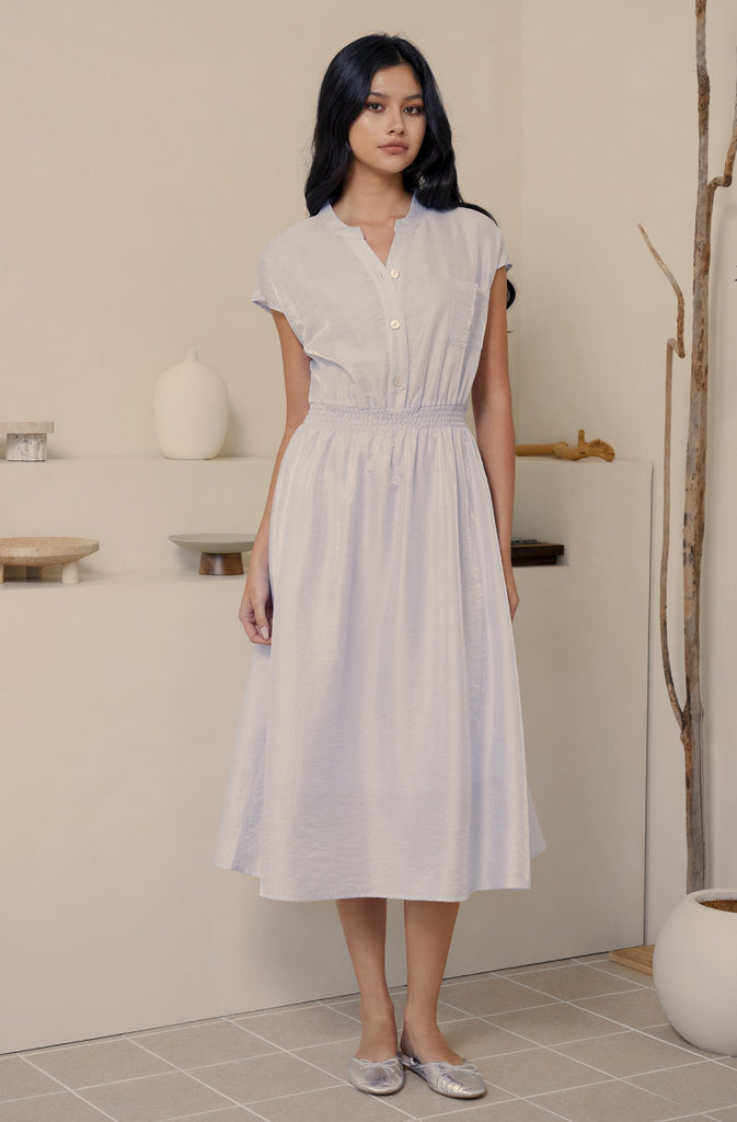 Let me fall elastic midi dress in blue