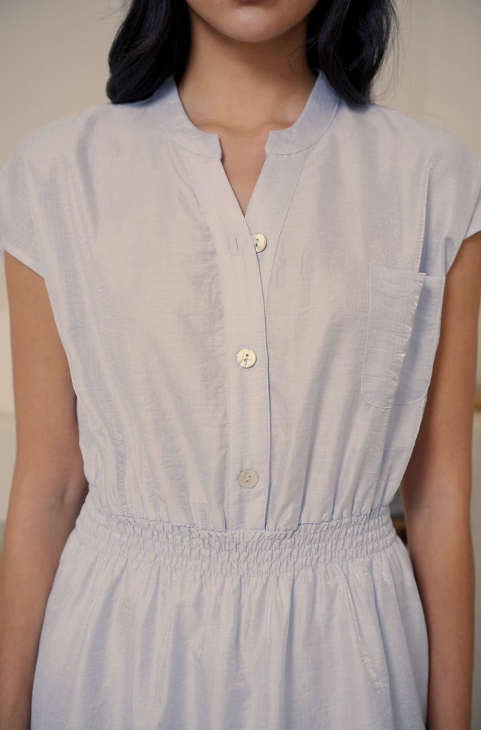 Let me fall elastic midi dress in blue