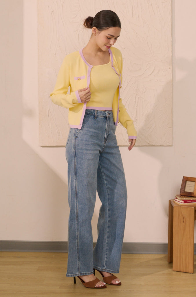 Honey pop knit tank top in yellow