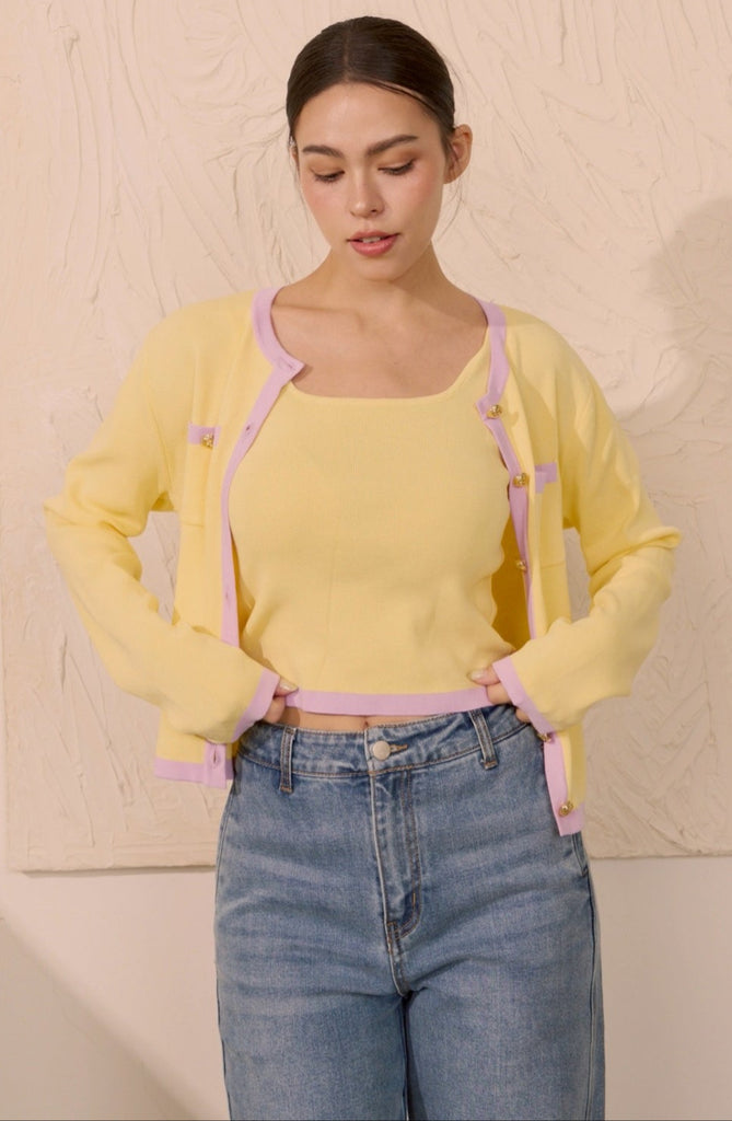 Honey pop knit tank top in yellow