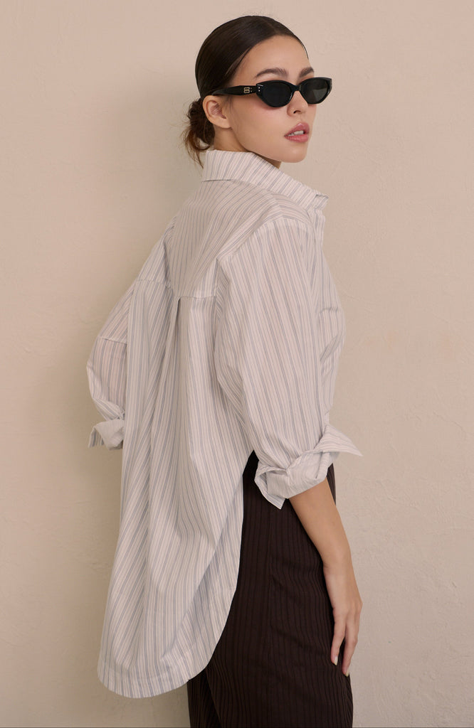 Casual daily stripe shirt in blue