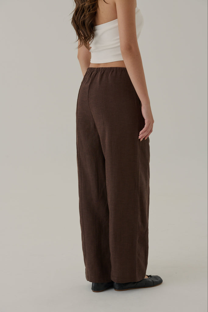 Fall for you elastic wide leg pants in brown