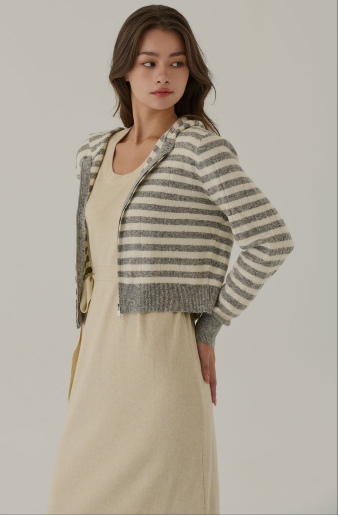 Seoul vibes knit hoodie in stripe