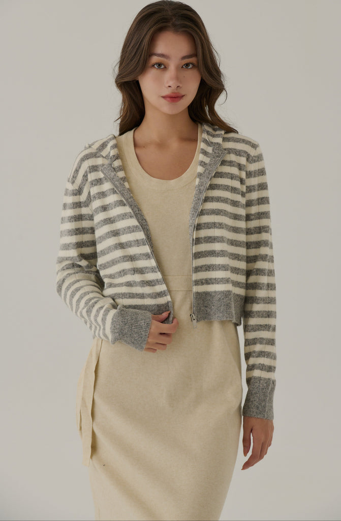 Seoul vibes knit hoodie in stripe