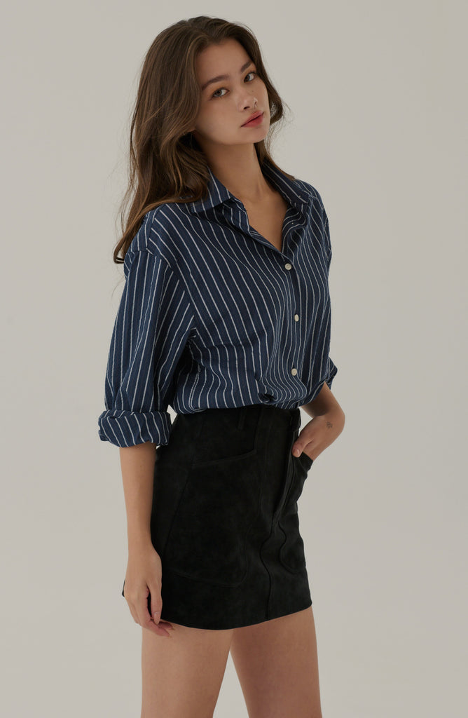 Brooklyn suede skort in black