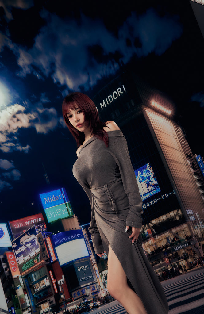 Midori x BisouBisou Obsession Knit Top in grey