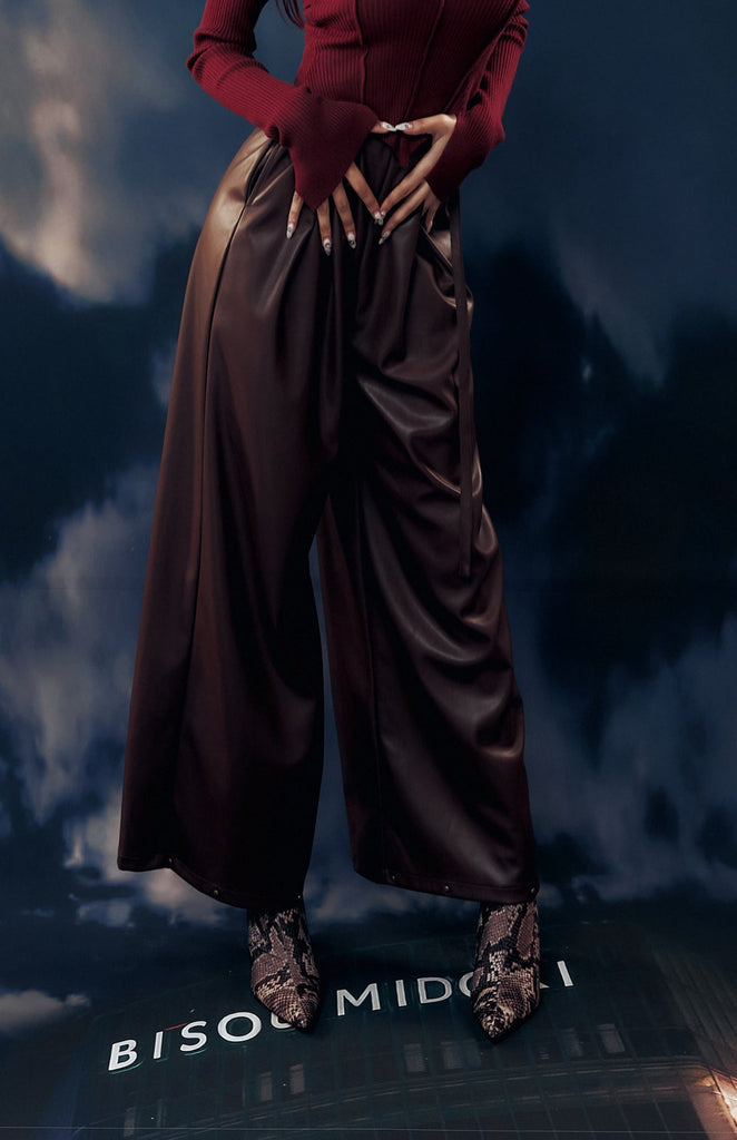 Midori x BisouBisou Urban Tan Faux Leather Pants