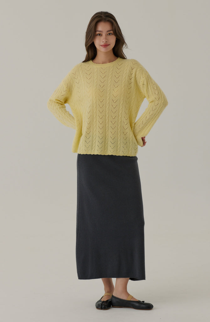 Milan cable knit 100% wool sweater