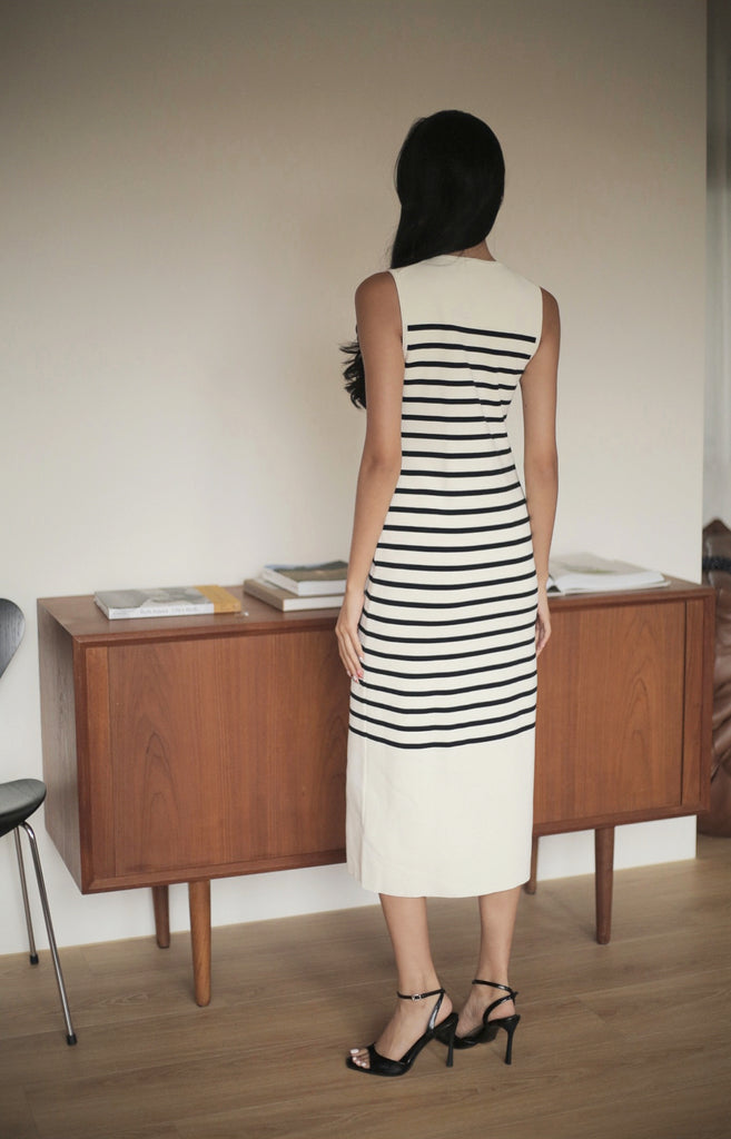 Vanessa striped knit dress in white