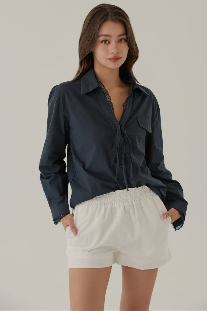 Relax fit linen shorts in white