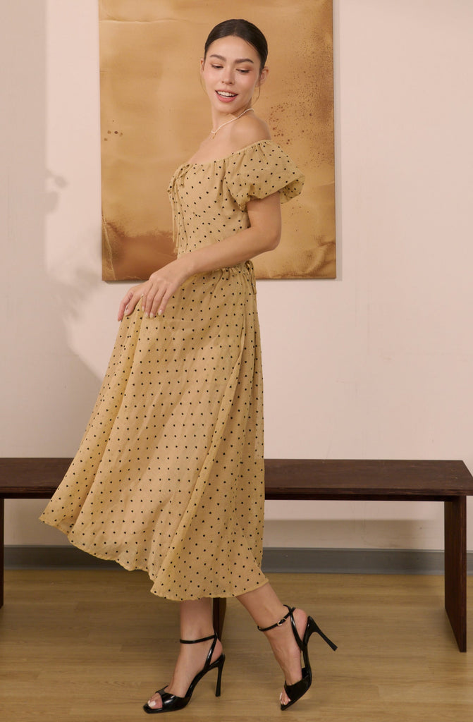 Feeling cute polka dots mesh dress