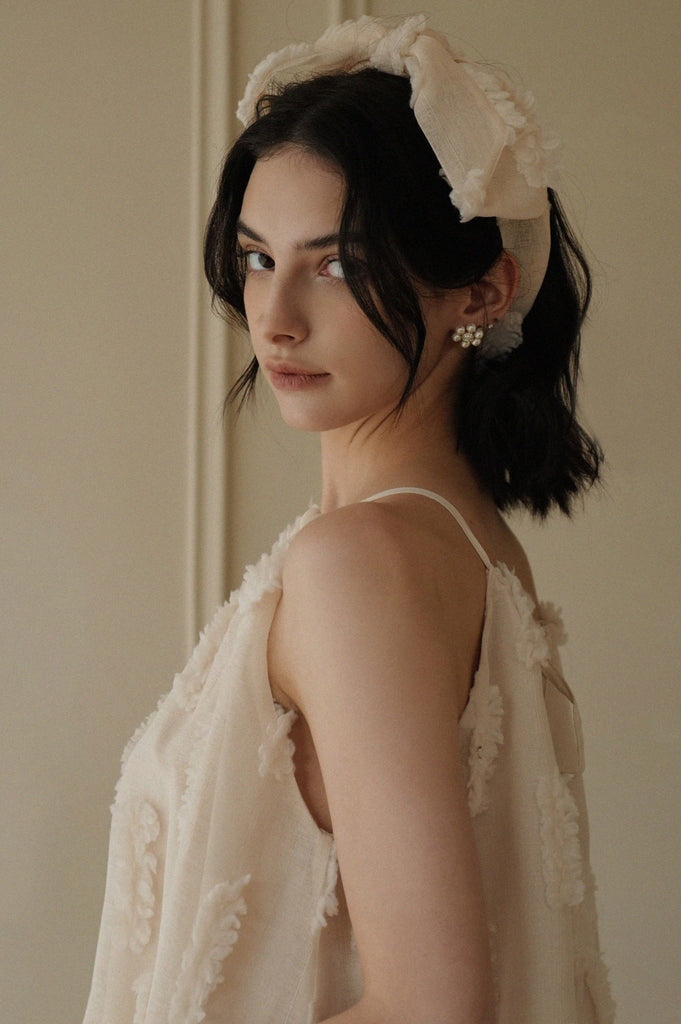 Tutu mini dress with belt in beige