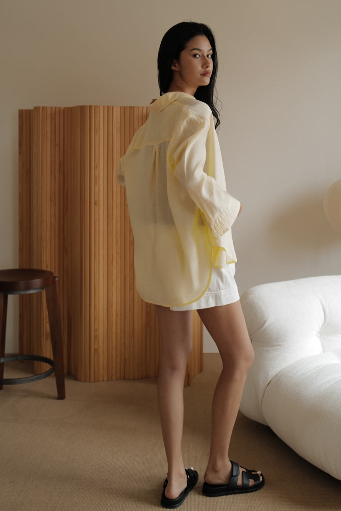 Dopamine linen shirt in Yellow/Pink