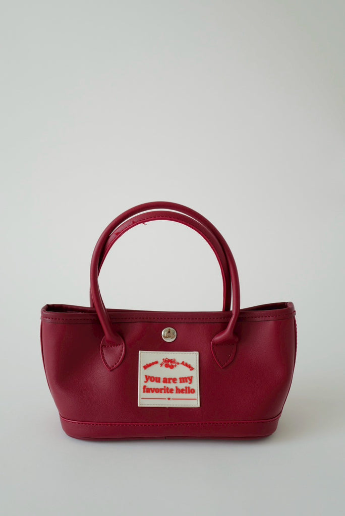 You are my favorite hello真皮手提小包- 發財紅