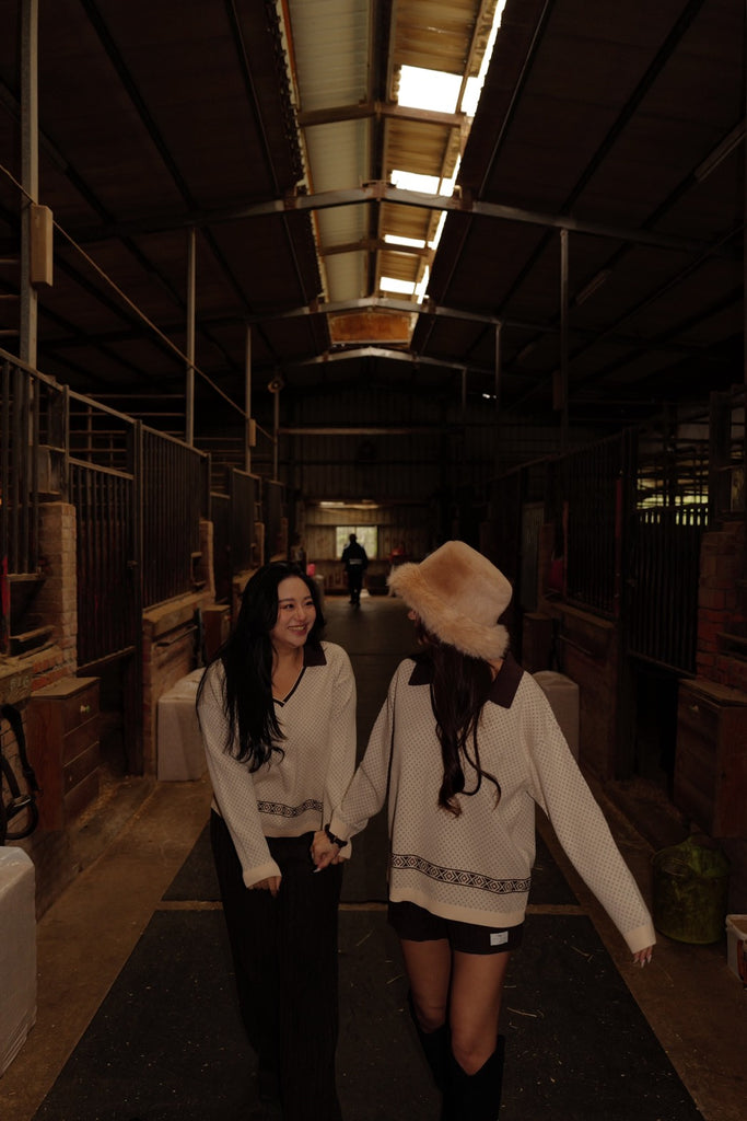 Big Moon V neck Polo sweater