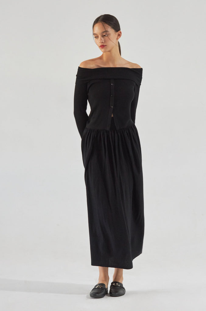 Never easy high waisted knit skirt in black