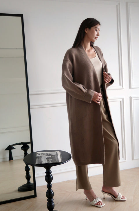 Wrap me up maxi cardigan in brown